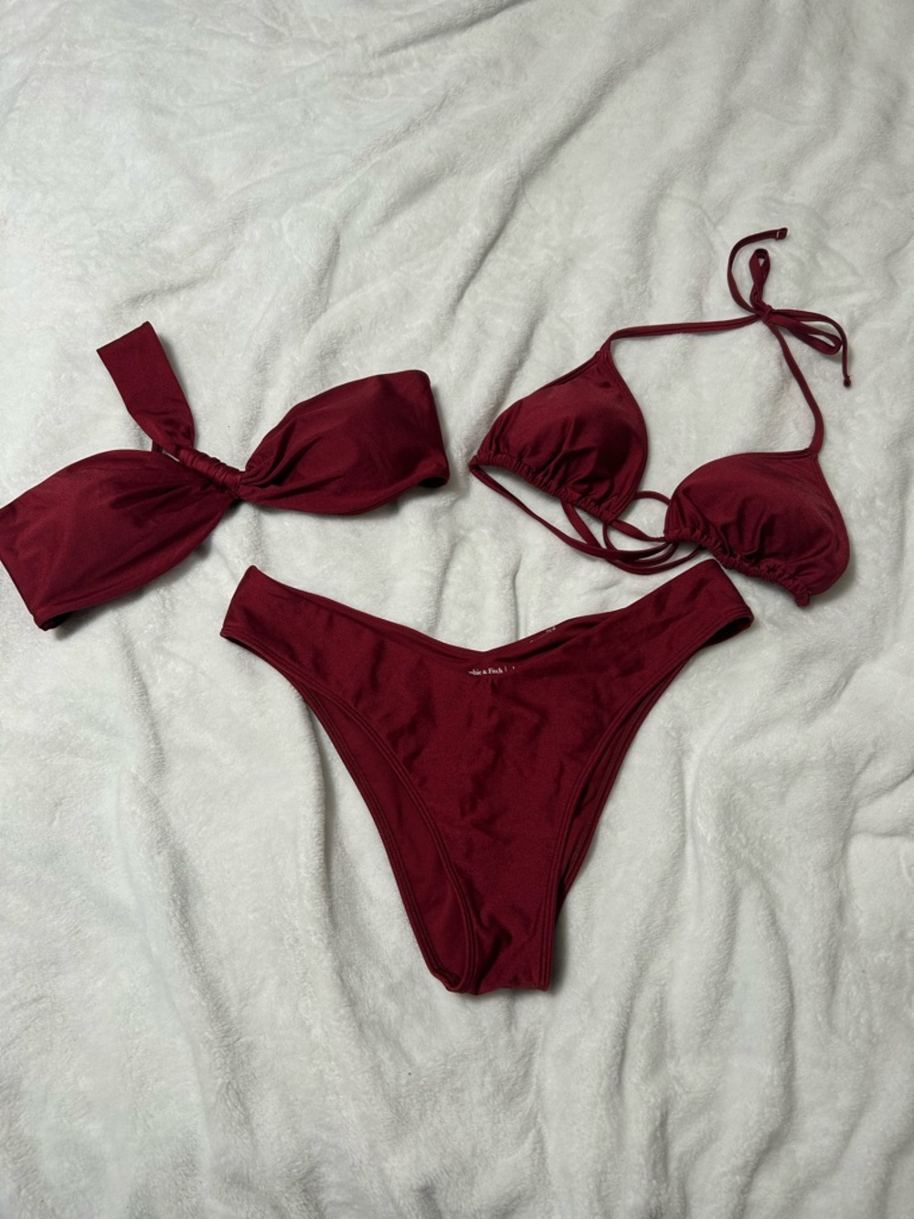 Abercrombie Burgundy 3-Piece Bikini Set